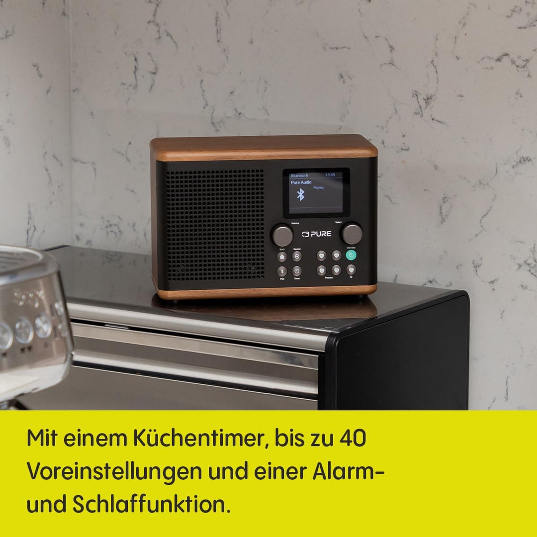 Pure Classic H4 Digitales Küchenradio (DAB+/FM, Bluetooth, USB, AUX, Küchentimer, Wecker), Coffee Bl
