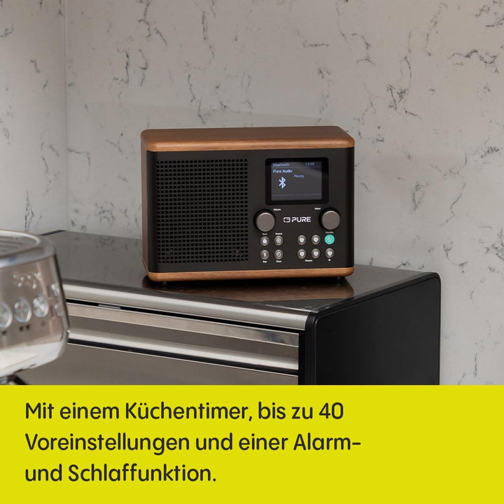 Pure Classic H4 Digitales Küchenradio (DAB+/FM, Bluetooth, USB, AUX, Küchentimer, Wecker), Coffee Bl
