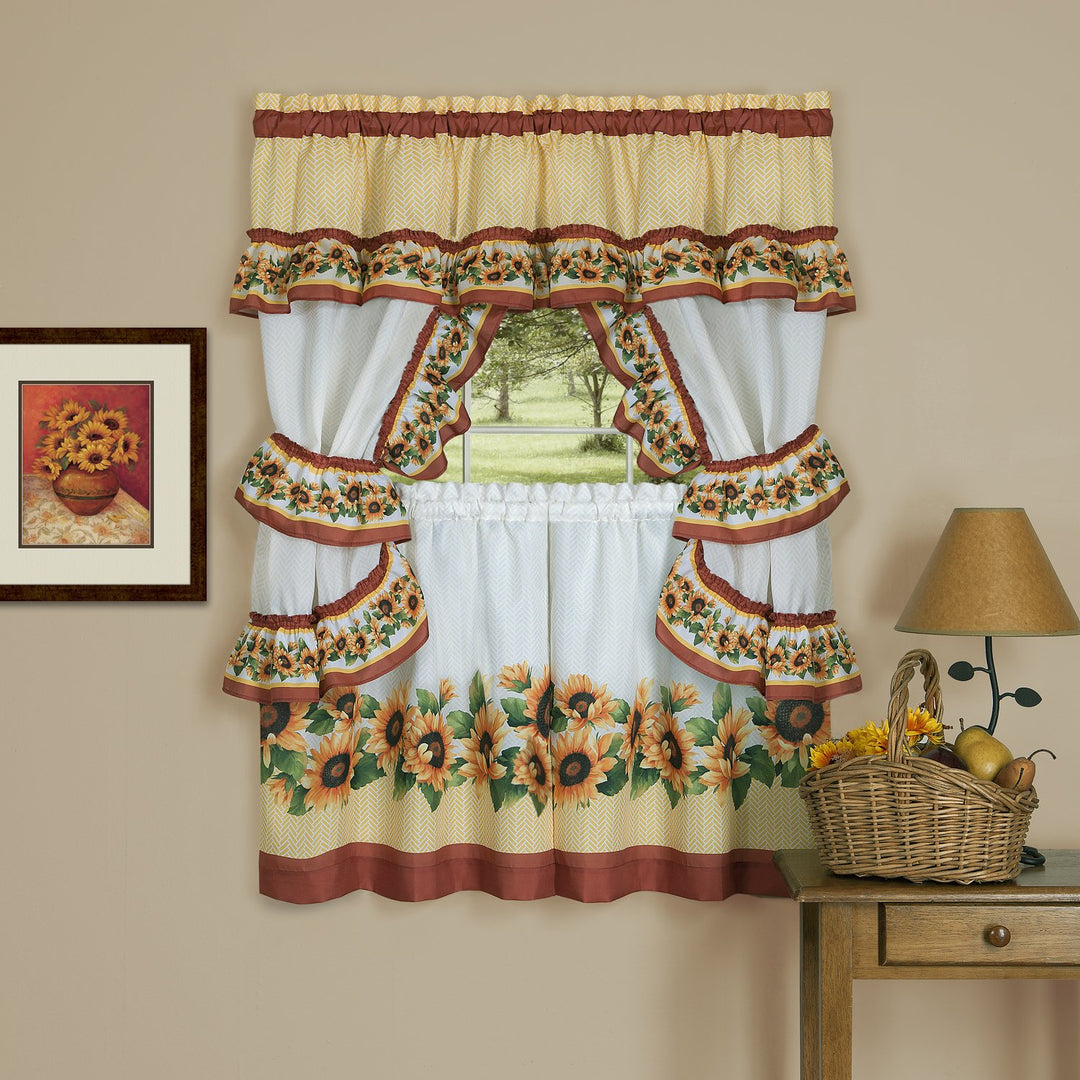 Achim Home Furnishings Black Eyed Susan Fenster Vorhang Cottage Set, 144,8 x 91,4 cm, Spice, 144,8 x