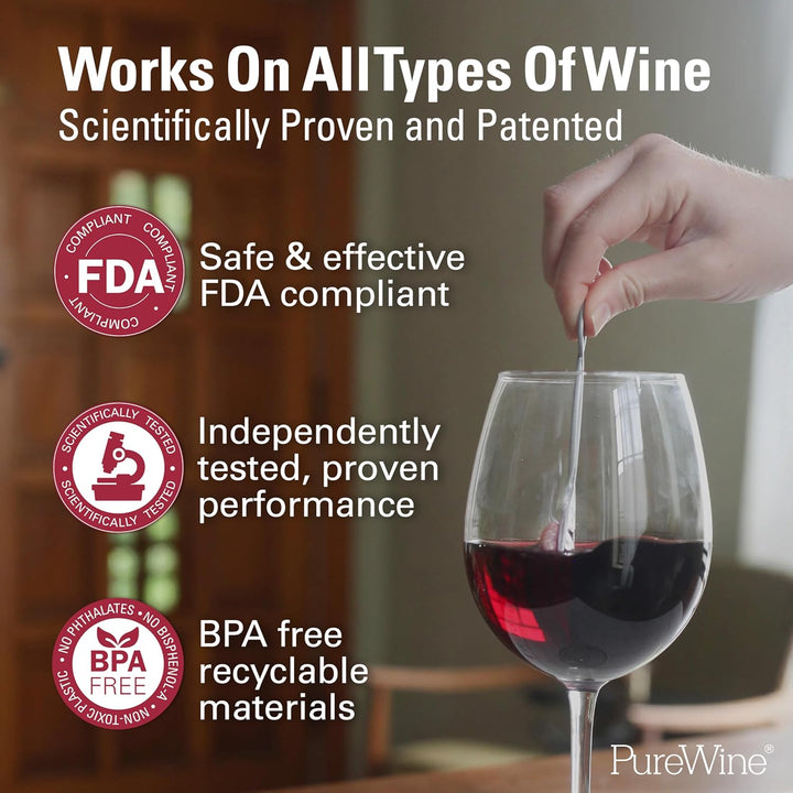 PureWine Weinfilter „The Wand“ mit Weinglas-Anhänger | Entfernt Histamine & Sulfite – weniger Kopfsc