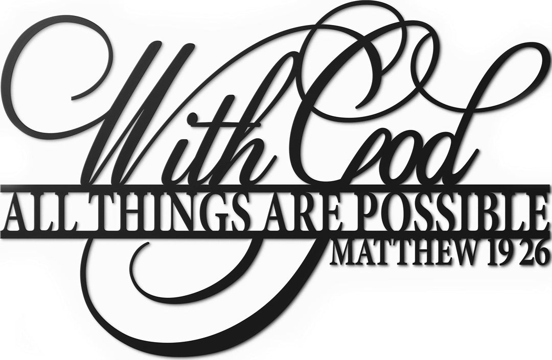 ViveGate Wanddekoration aus Metall mit Aufschrift With God All Things Are Possible, 45,7 x 30,5 cm,