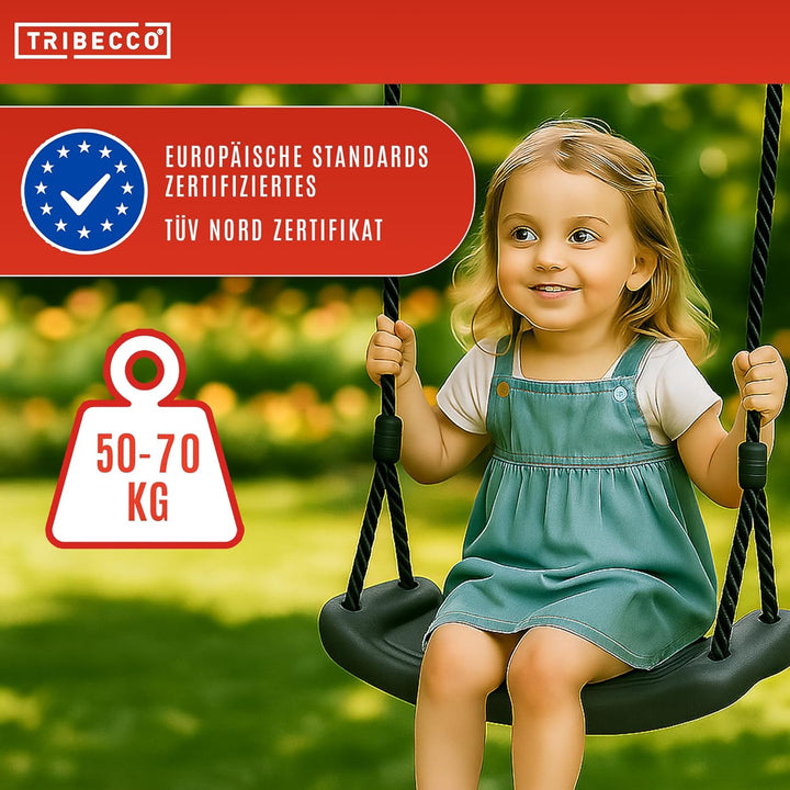 Schaukel Sitz Anti-Rutsch Kunststoff-Schaukel Schaukelbrett (Anthrazit) Verstellbarer Seilaufhängung