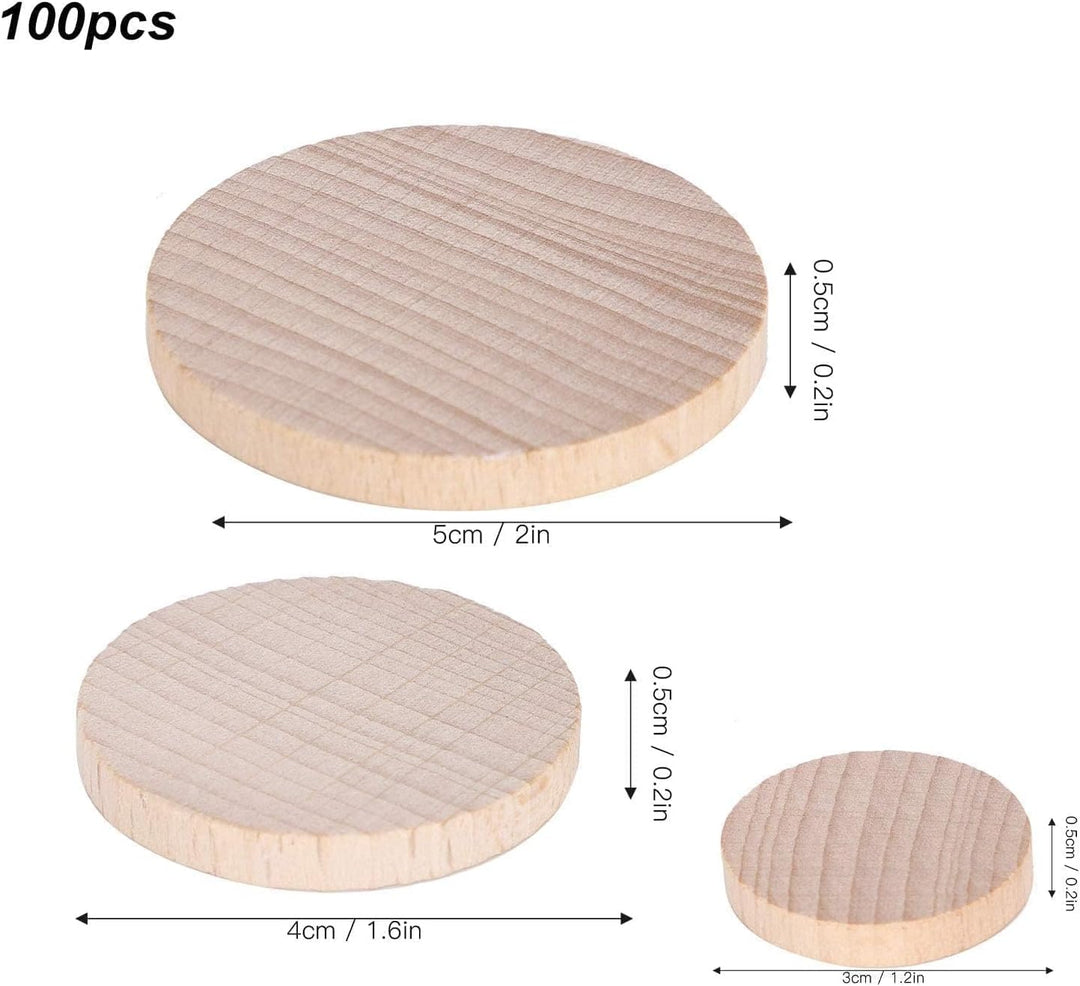 100 Stück runde Holzscheiben, handgefertigte unfertige Holzstücke Basteln für DIY Türhänger, Brandma