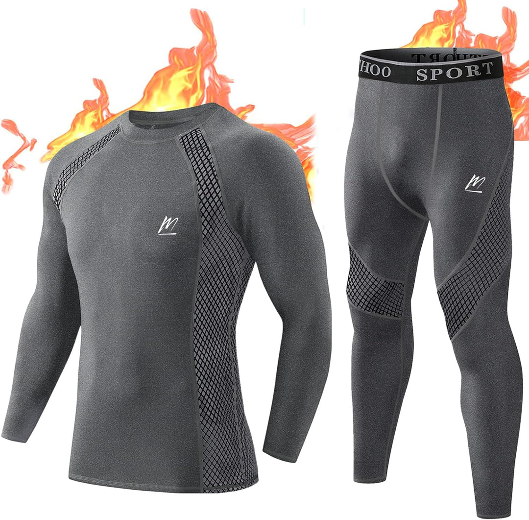 MeetHoo Thermounterwäsche Herren, Funktionsunterwäsche mit Rollkragen Skiunterwäsche Winter Thermowä