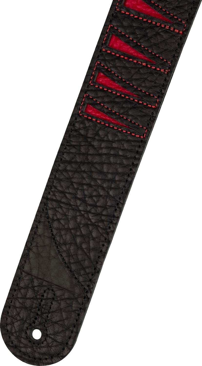 Jackson Shark Fin Leather Strap, Red and Black, 2"