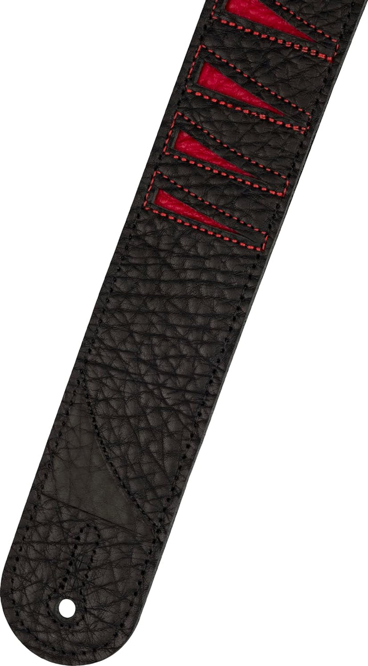 Jackson Shark Fin Leather Strap, Red and Black, 2"