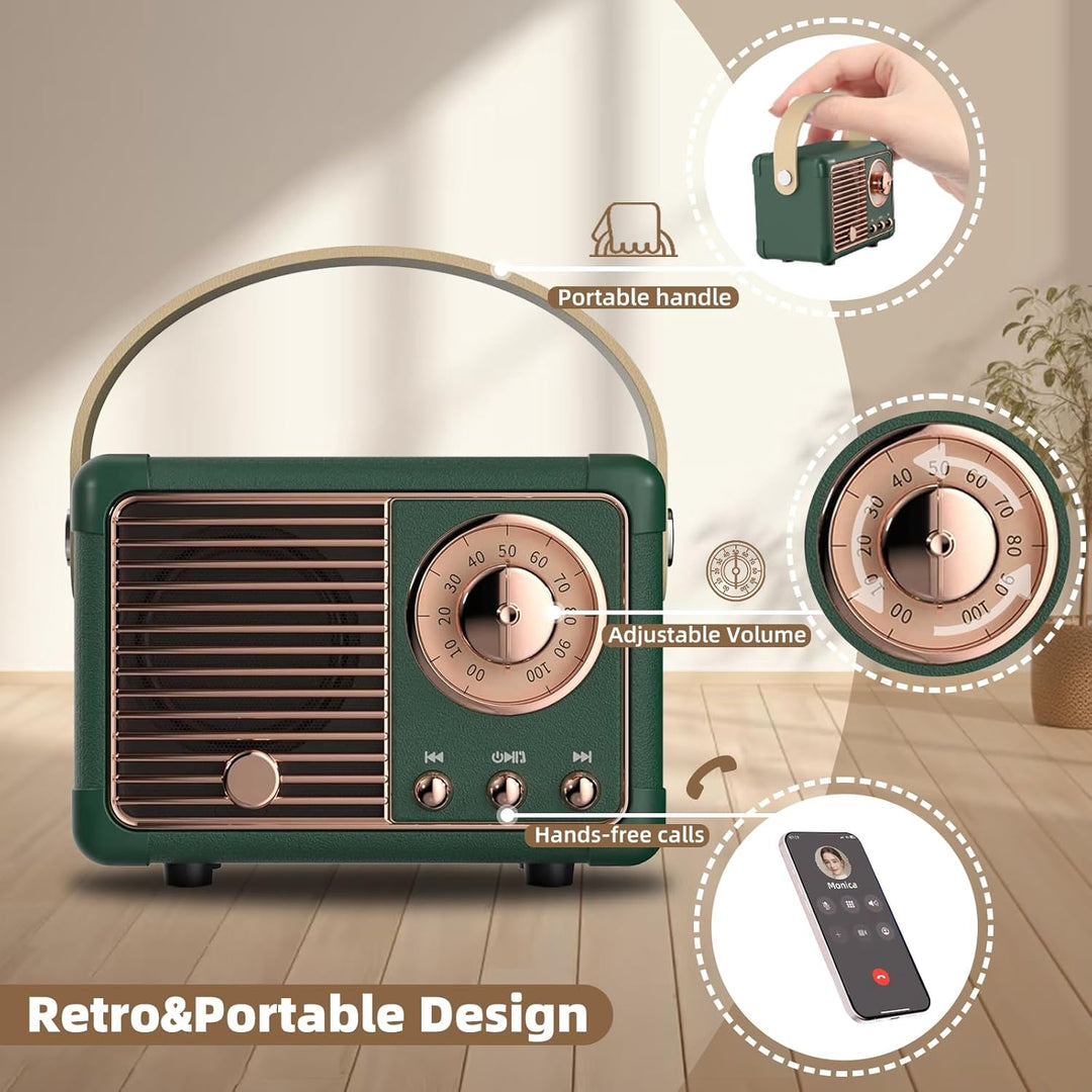Mini Tragbarer Bluetooth Lautsprecher Coolen Retro Bluetooth Lautsprecher Perfekt für Zimmer Deko,Bü