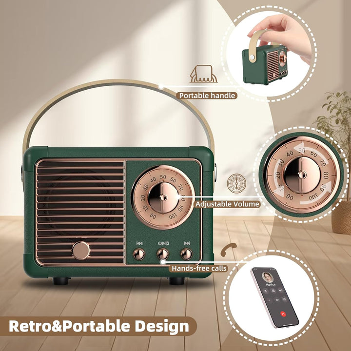 Mini Tragbarer Bluetooth Lautsprecher Coolen Retro Bluetooth Lautsprecher Perfekt für Zimmer Deko,Bü