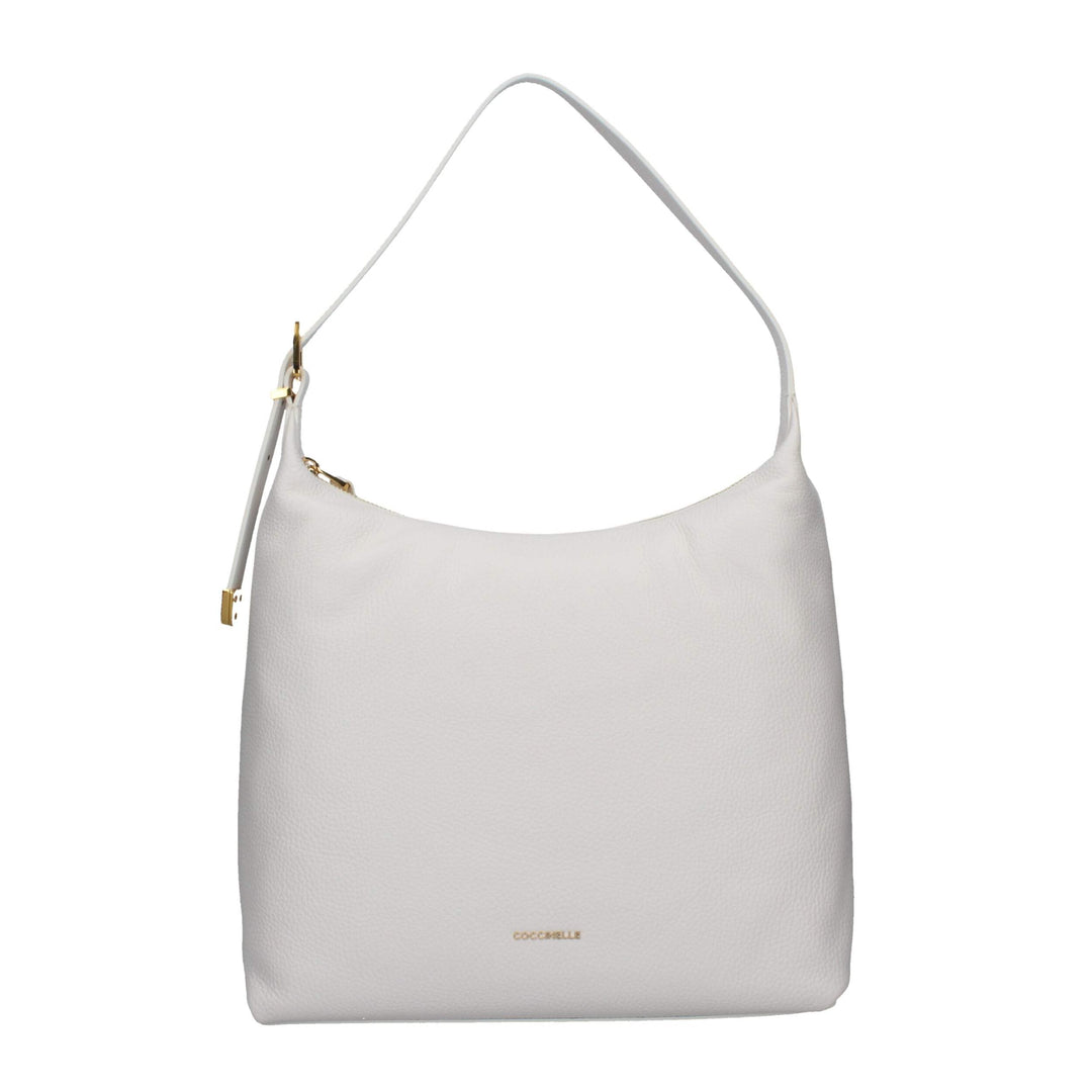 Coccinelle Leder Schultertasche Gleen Handbag Grained Leather Brillant White, Brillant White