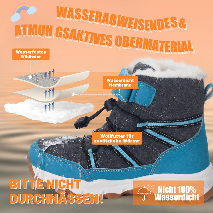 visionreast Winterstiefel Mädchen Winterschuhe Kinder Junge Wanderschuhe mit Wollfutter Schneestiefe