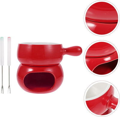 Cabilock Schokofondue 1 Satz Schokoladenfondue Set Porzellan K?sefondue Topf mit Kerzen Heizung Herd