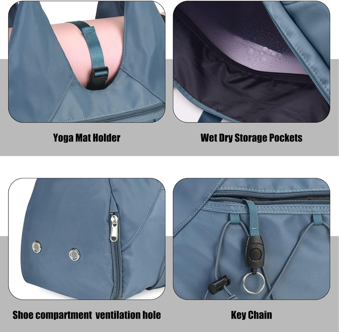 SIVENKE Sporttasche für Damen Yogatasche mit Schuhfach &amp; Nassfach Reisetasche Tragetasche für Yogama