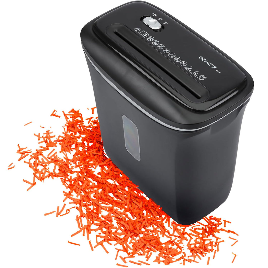 Genie 480X Aktenvernichter Shredder | Papierschredder 8 Blatt Partikelschnitt | Sicherheitsstufe P-4