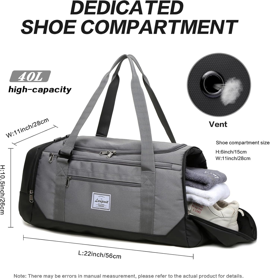 Laripwit Reisetasche Herren 40L Mittelgross Sporttasche mit Schuhfach und Nassfach Weekender Travel