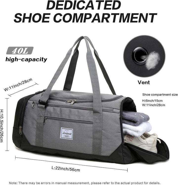 Laripwit Reisetasche Herren 40L Mittelgross Sporttasche mit Schuhfach und Nassfach Weekender Travel