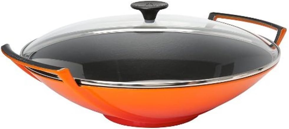 Le Creuset Gusseisen-Wok mit Glasdeckel, Ø 36 cm, 4,5 L, Ofenrot, 25304360900460, Ofenrot