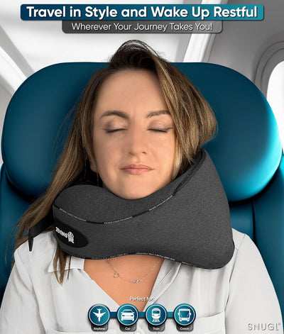 SNUGL Reisekissen – Memory Foam Nackenkissen – Flugkissen | Stütznackenkissen für unterwegs | Reise-