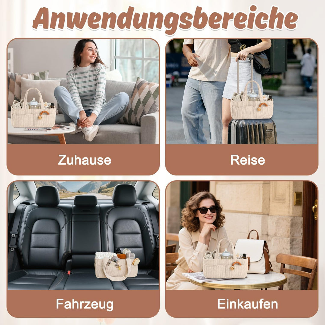 Wickeltisch Organizer, Cord-Kernmaterial Diaper Bag, Wickeltasche Organizer mit Trennwand, Babyparty