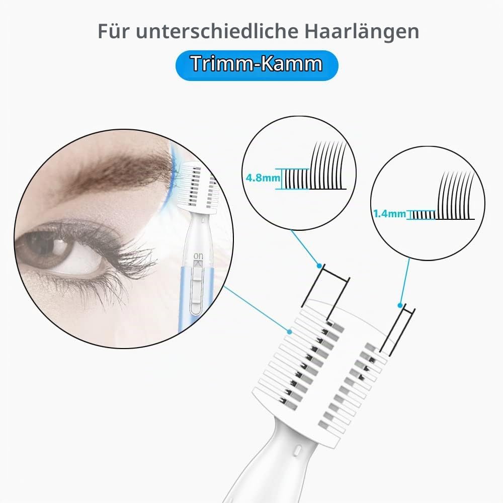 Verbesserter Augenbrauen-Trimmer, Funstant Präzision Gesichtshaarschneider für Frauen, batteriebetri