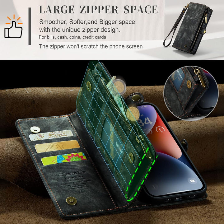 UFinetech iPhone 14 Hülle, Flip Leder TPU Stossfest Kartenfach Tasche Handyhülle iPhone 14 (6,1 Zoll