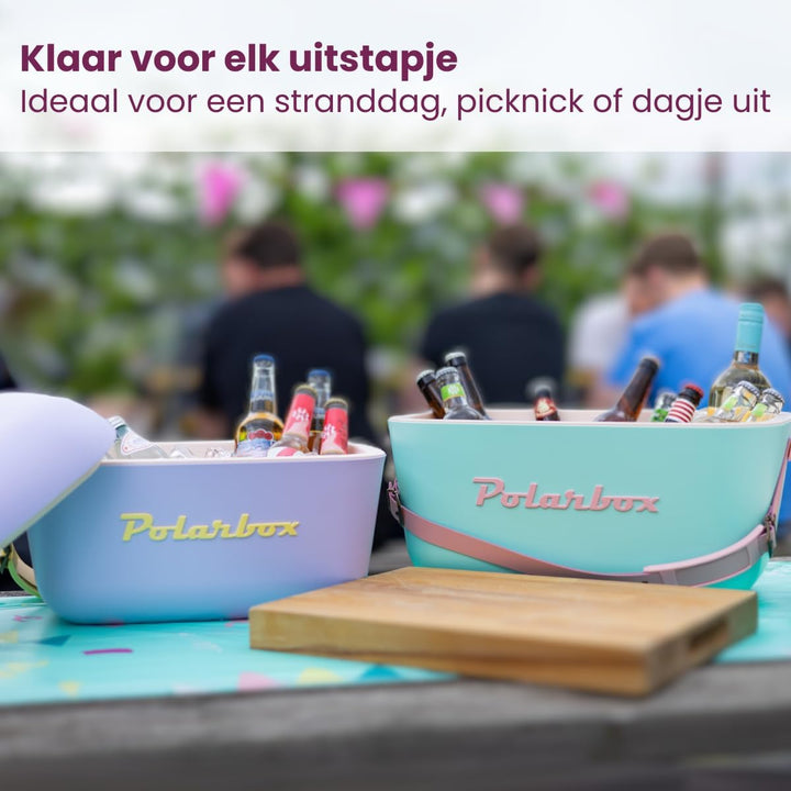 Polarbox Klassische Retro Vintage Kühlbox für Camping, Picknick, Strand, 20 l, Sorbet/Rosa