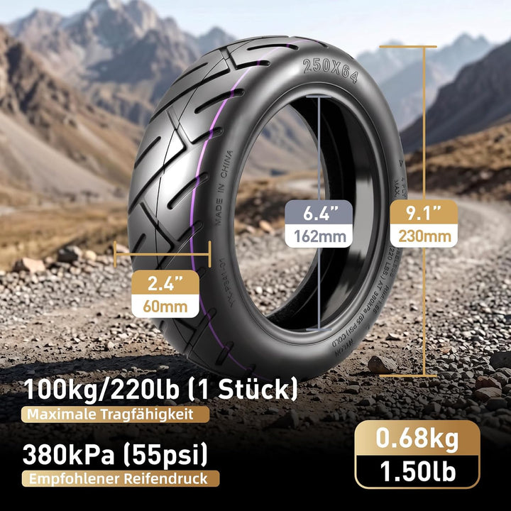 250 x 64 CST Selbstreparierender Reifen für Xiaomi 4 Ultra Elektroroller 10 Zoll Ersatzreifen mit Li