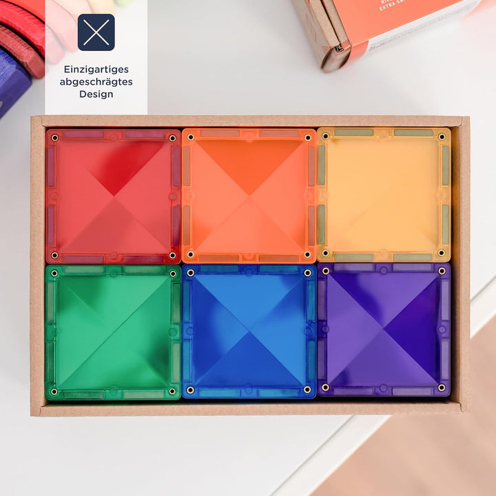 CONNETIX Magnetische Fliesen Regenbogen Quadrat Packen, 42 Stück