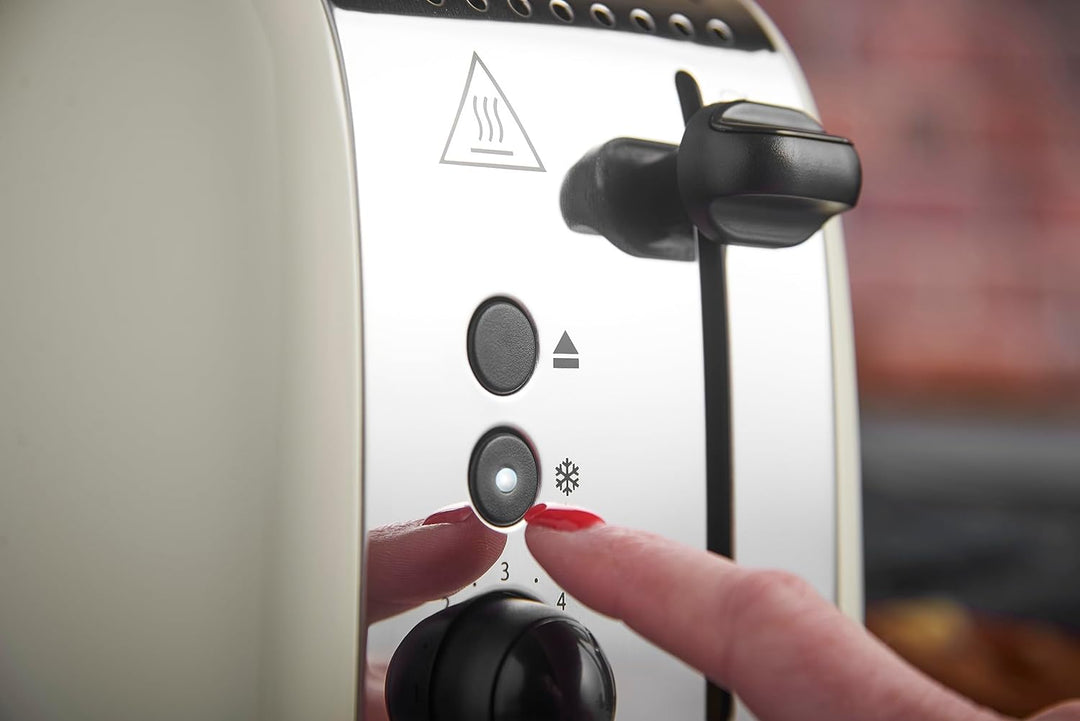 Russell Hobbs Toaster [für 2 Scheiben] Colours Plus Edelstahl Creme (extra breite Toastschlitze, ink