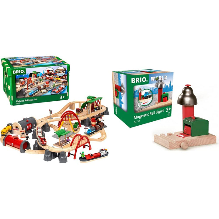BRIO World 33052 Strassen &amp; Schienen Bahn Set Deluxe – Strassen &amp; Schienen Eisenbahn &amp; World 33754 M