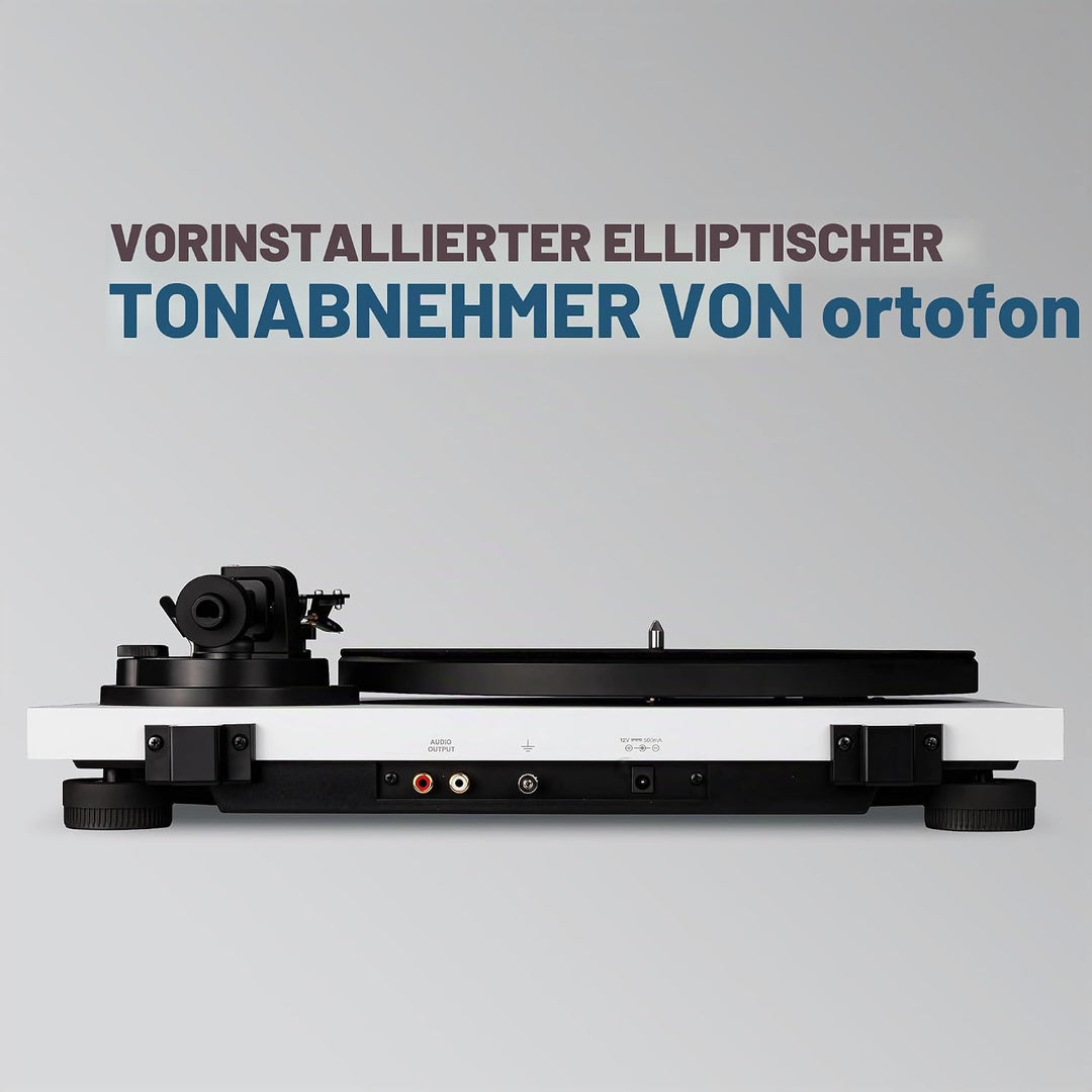 Reloop Turn 2-Wei Analoger HiFi Plattenspieler für Audio Puristen, Weiss, Weiss
