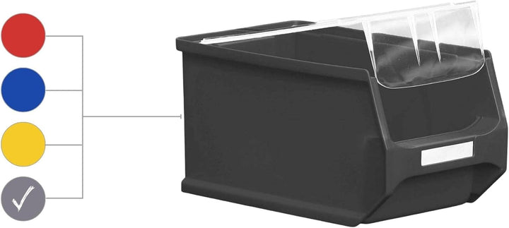 SparSet 10x Graue Sichtlagerbox 3.0 mit Abdeckung | HxBxT 12,5x14,5x23,5cm | 2,8 Liter | Sichtlagerb