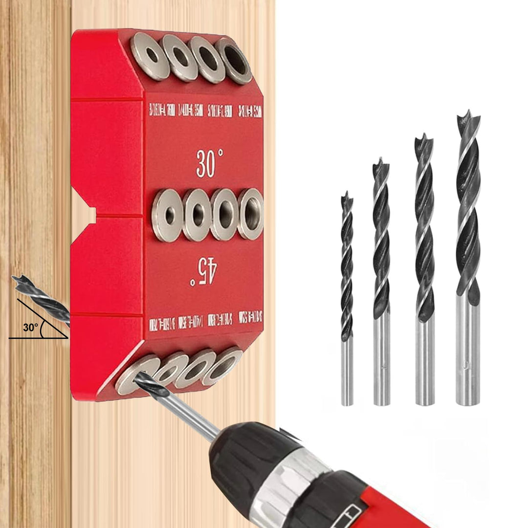 Holzdübel Bohrschablone Mobelbau, Bohrständer Senkrecht für 30° 45° 90° Bohren, Mehrwinkelneigung Bo