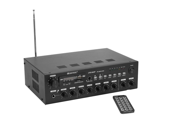OMNITRONIC CPZ-60P ELA-Mischverstärker | 4-Zonen-ELA-Mono-Mischverstärker mit MP3-Player, Bluetooth,