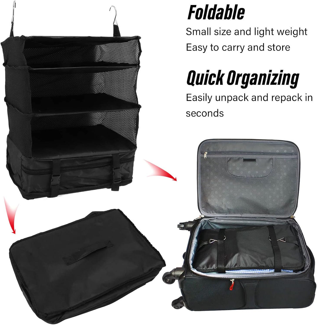 Fockety Tragbare Hängende Reiseregal-Tasche, Faltbare, Grosse Kapazität, 3 Regal-Reiseregale, Tasche