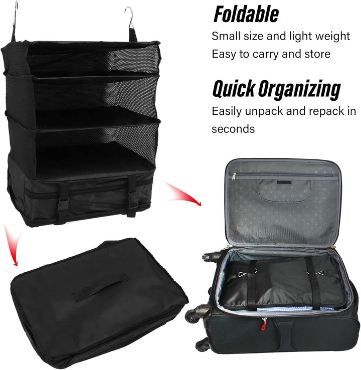 Fockety Tragbare Hängende Reiseregal-Tasche, Faltbare, Grosse Kapazität, 3 Regal-Reiseregale, Tasche