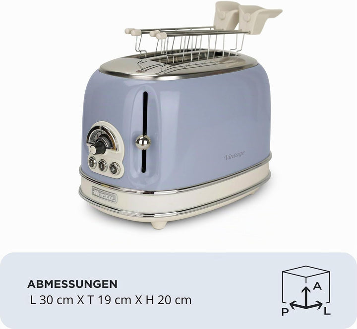 Ariete Vintage 155, 2-Scheiben-Toaster, Retro Toaster mit 6 Toaststufen, Automatischer Auswurf, Auft