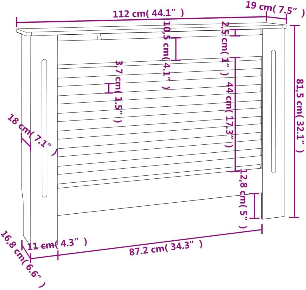 puraday Wohnzimmer Heizkörperabdeckung 112×19×81,5 cm MDF Heizkörper Verkleidung Abdeckung Heizkörpe