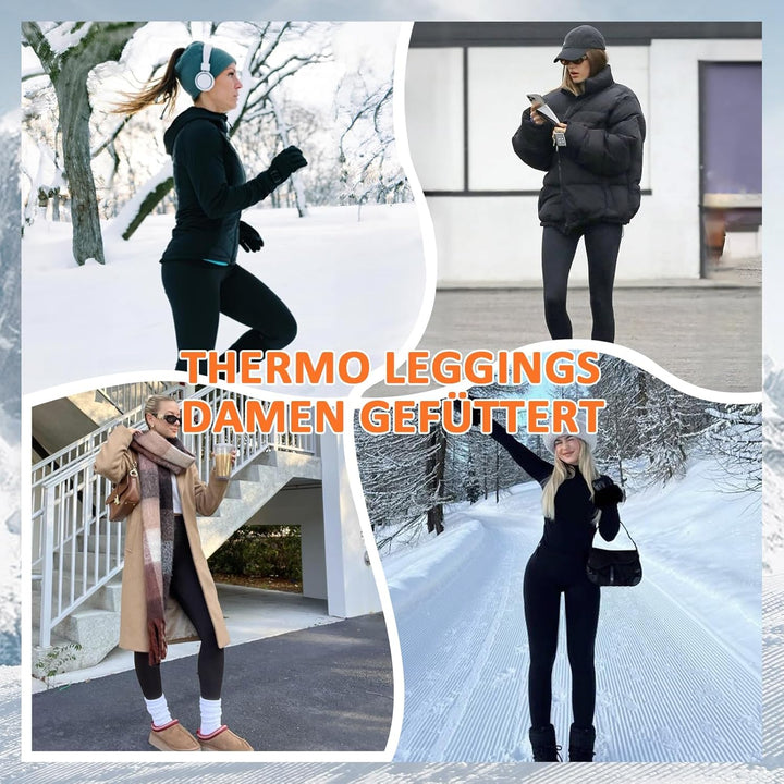 Thermo Leggings Damen Gefüttert Leggings Fleece Thermohose Verdickte Plüsch Leggins Blickdicht Samt