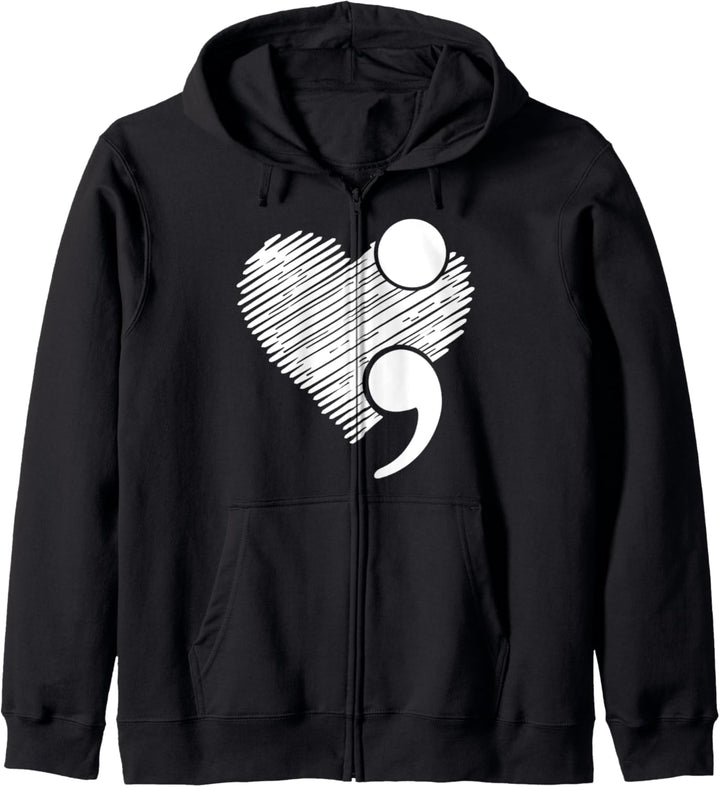 Suicide Awareness - Suicide Prevention Heart Semikolon Geschenk Kapuzenjacke