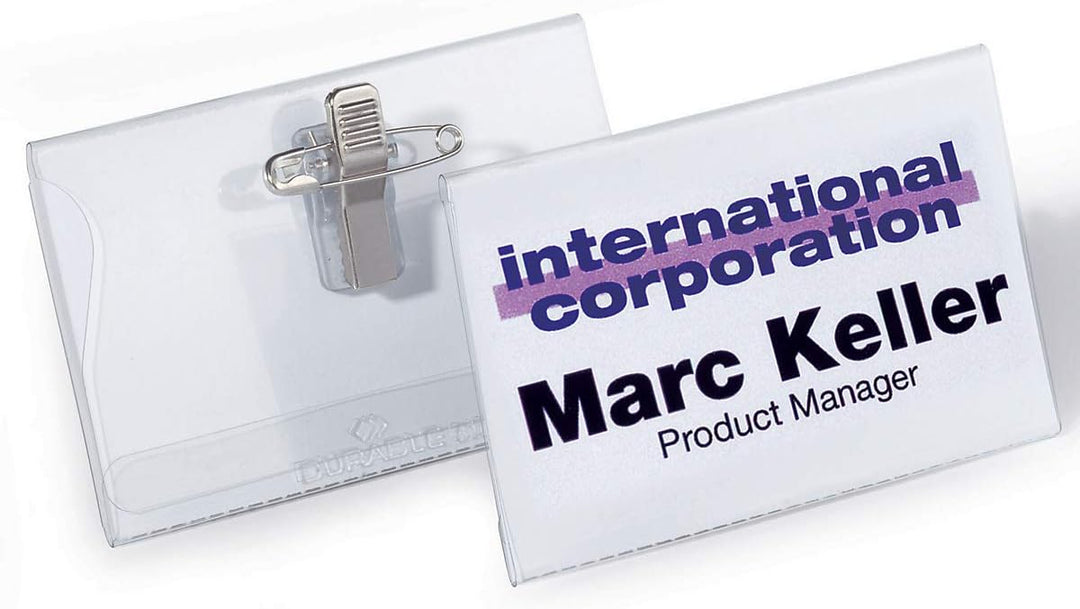 Durable Namensschild Kombiklemme (40 x 75 mm) Packung à 50 Stück, transparent, 815719 40 x 75 mm Kom