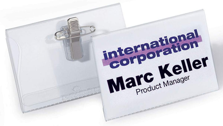 Durable Namensschild Kombiklemme (40 x 75 mm) Packung à 50 Stück, transparent, 815719 40 x 75 mm Kom