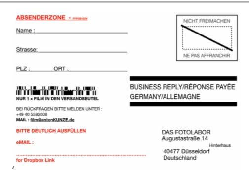 Filmentwicklung+Scann 120mm Rollfilm Schwarz/Weiss-Bilddaten per Dropbox XL Scann 3637x3637 px bei 6