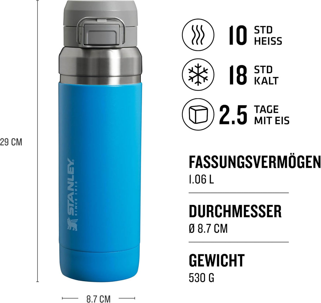 Stanley Quick Flip Trinkflasche Edelstahl - Hält 7+ Stunden Kalt - Wasserflasche BPA-Frei - Spülmasc