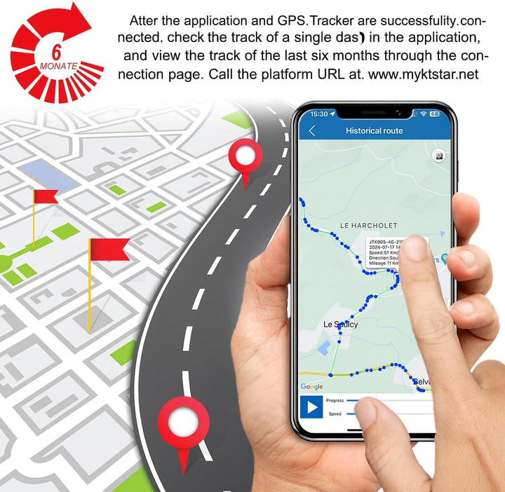 Winnes Mini 4G GPS Tracker Magnetisch Geofence-Alarm, Multi-Tracker-App Globale Echtzeit-Ortung, Meh