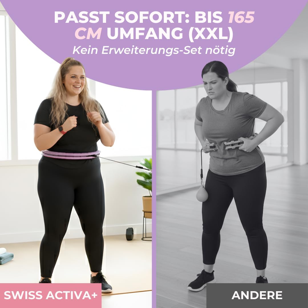 Swiss Activa+ Smart Hula Hoop Reifen Erwachsene - 60-112cm - Hula Hoop mit Gewicht Kugel - Hoola Hoo