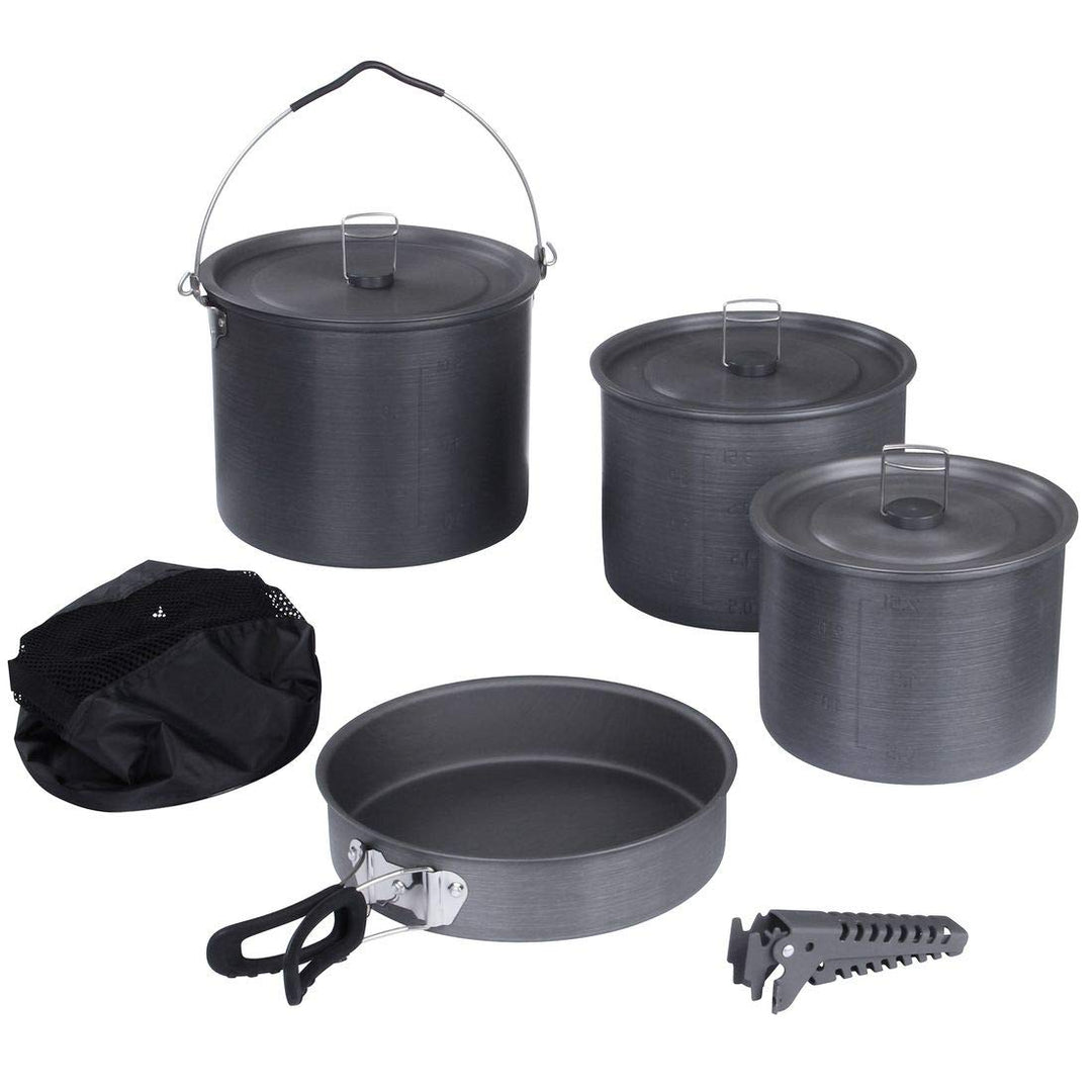 10T Topf Pfannen Set Ranger VI+ Camping Kochset für 6-10 Mann 8 TLG. Kochgeschirr im Netzbeutel