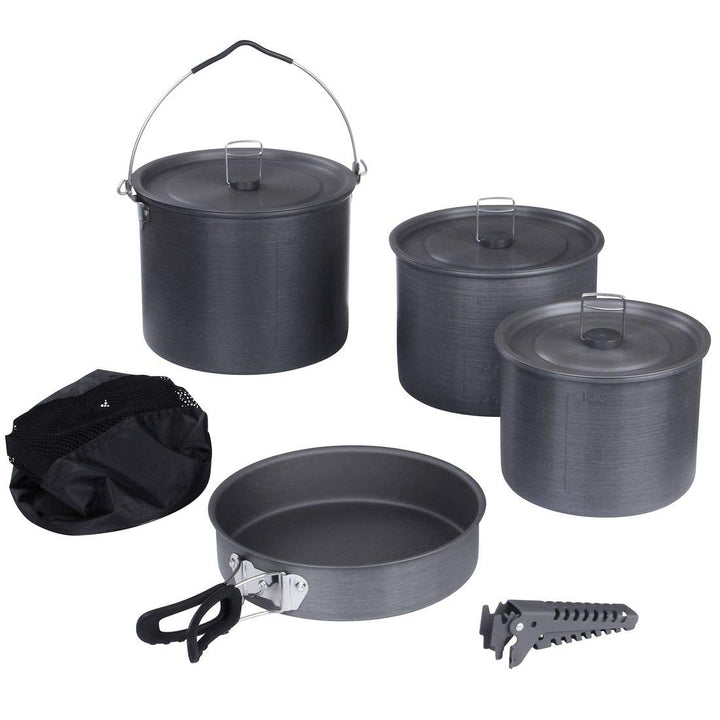 10T Topf Pfannen Set Ranger VI+ Camping Kochset für 6-10 Mann 8 TLG. Kochgeschirr im Netzbeutel