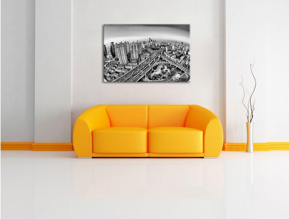 Pixxprint Blick auf Autobahn als Leinwandbild/Grösse: 100x70 / Wandbild/Kunstdruck/fertig bespannt,