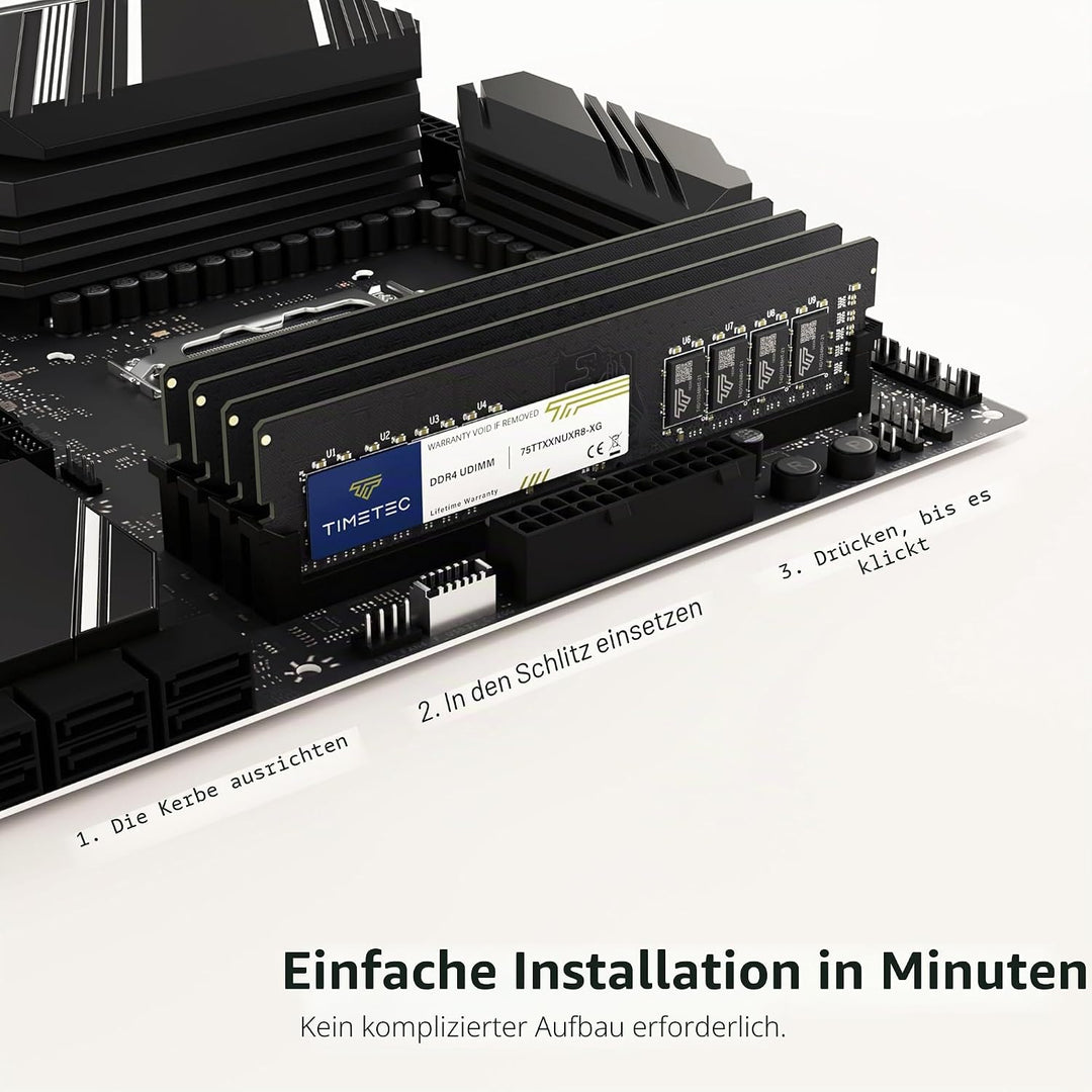 Timetec 16GB DDR4 2666MHz PC4-21300 Non-ECC Unbuffered 1.2V CL19 2Rx8 Dual Rank 288 Pin UDIMM Deskto