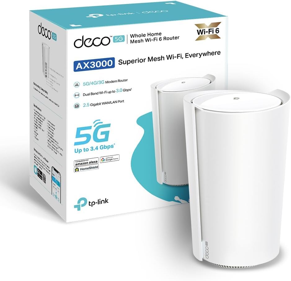 TP-Link Deco X3000-5G(1-Pack) LTE WLAN Router, 5G Router SIM-Karte, 2,5-Gbit/s-Port + 2 x Gigabit-Po